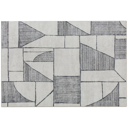 Covor Modern Antiderapant cu Linii Geometrice, din Poliester Multicolor, 230x160x0.7 cm