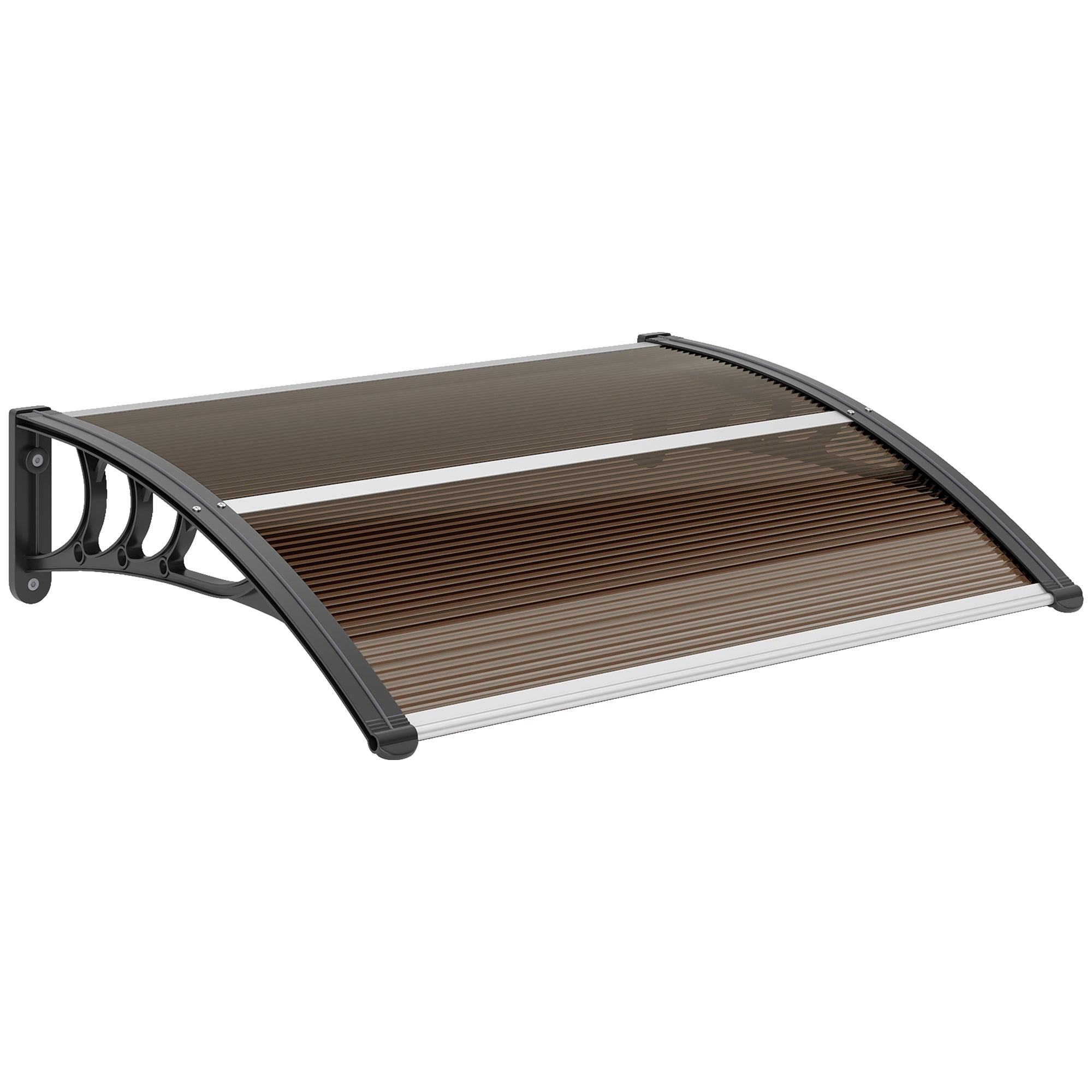 Copertină de Exterior Impermeabilă și Anti-UV, din Policarbonat, Polipropilenă și Aluminiu, 75x100x23 cm, Maro și Negru