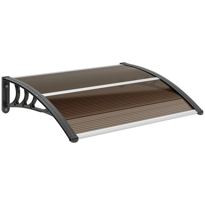 Copertină de Exterior Impermeabilă și Anti-UV, din Policarbonat, Polipropilenă și Aluminiu, 75x100x23 cm, Maro și Negru