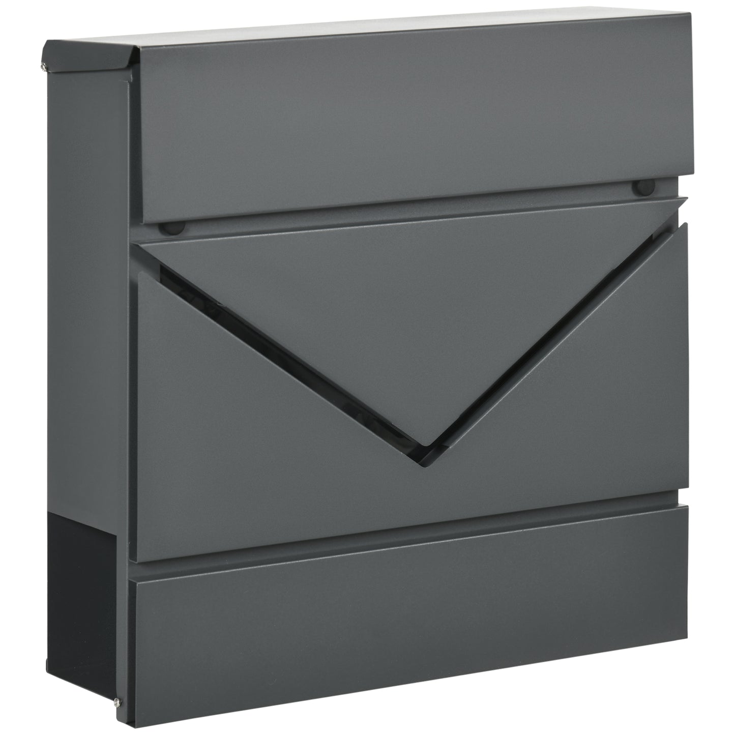 Cutie Postala din Otel Zincat cu Suport Ziare si 2 Chei de Securitate incluse, 37x10.5x37 cm, Gri