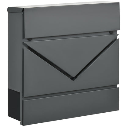 Cutie Postala din Otel Zincat cu Suport Ziare si 2 Chei de Securitate incluse, 37x10.5x37 cm, Gri