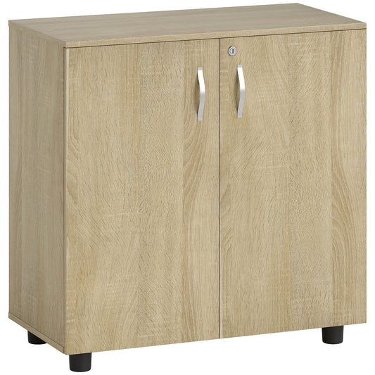 Dulap de birou multifuncțional pentru documente cu încuietoare, 2 uși și raft interior, 80x40x80 cm, stejar