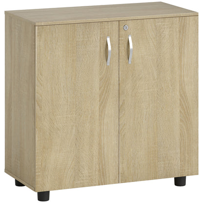 Dulap de birou multifuncțional pentru documente cu încuietoare, 2 uși și raft interior, 80x40x80 cm, stejar