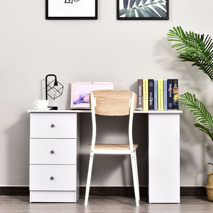 Masa Birou Alba – Cu Sertare & Rafturi Laterale, 120 cm