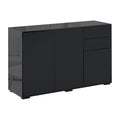 Dulap multifunctional negru  cu 2 sertare si 2 dulapuri cu apasare, 117x36x74cm