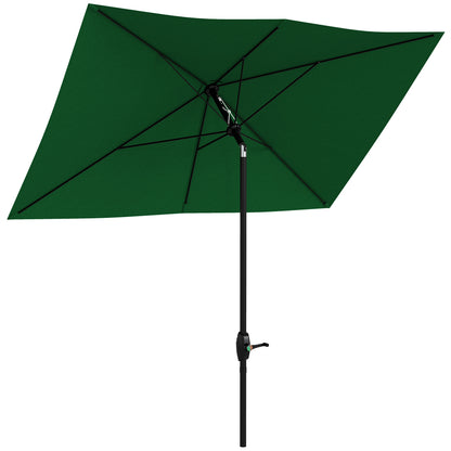 Umbrelă de Grădină Rectangulară 2x3 m Reglabilă cu Deschidere prin Manivelă, Verd