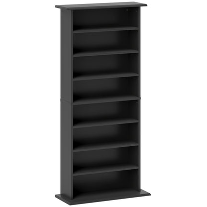 Raft pentru CD-uri cu 6 Polițe Reglabile, Capacitate de 360 CD-uri/185 DVD-uri, 58x24x124,5 cm, Negru