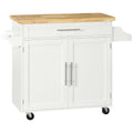 Carut Bucatarie 109×40×89 cm – Blat Lemn, Roti & Spatiu Depozitare