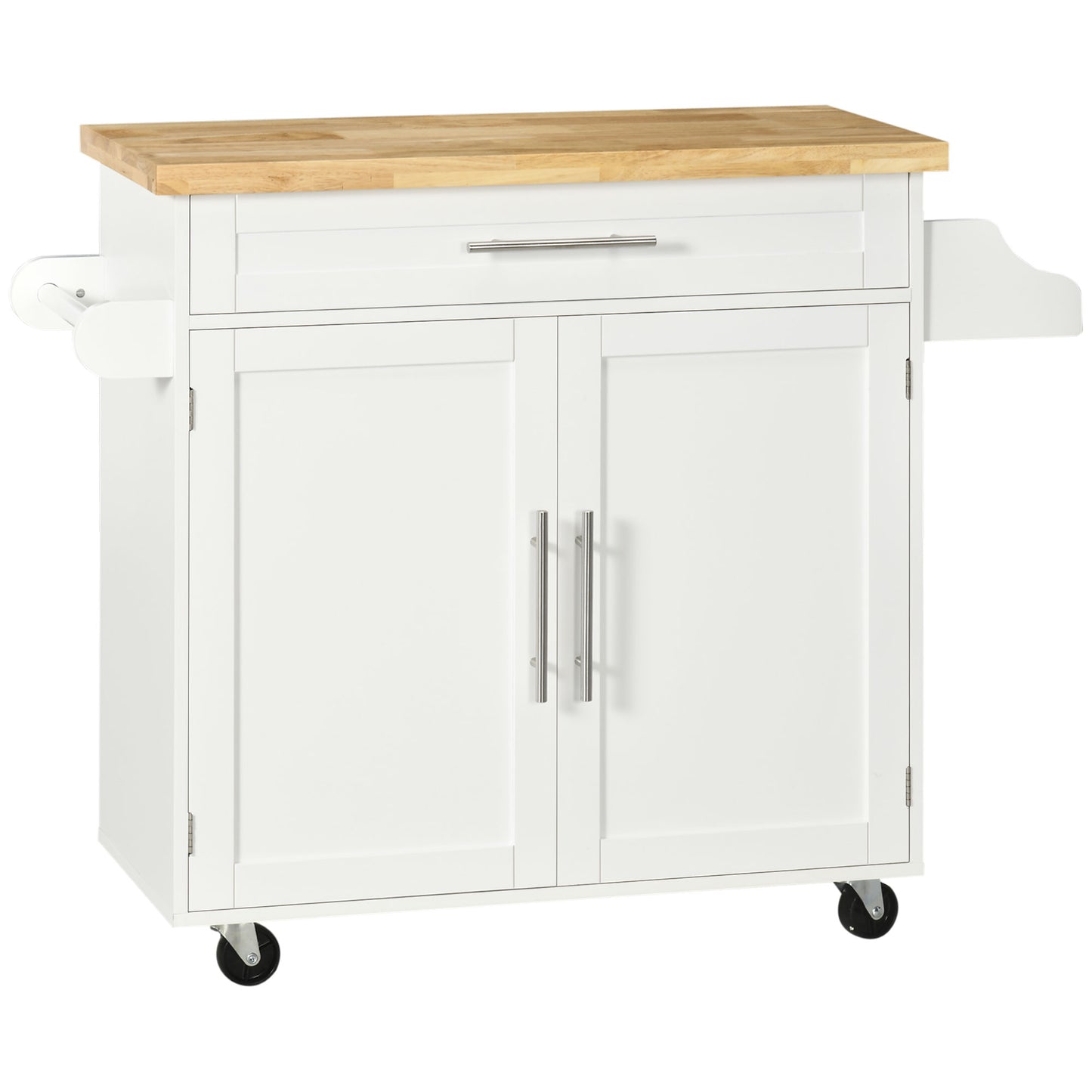 Carut Bucatarie 109×40×89 cm – Blat Lemn, Roti & Spatiu Depozitare