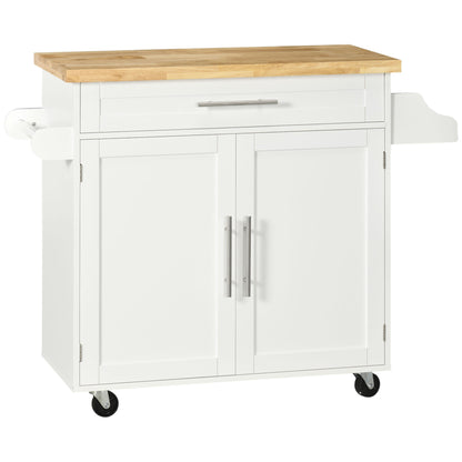 Carut Bucatarie 109×40×89 cm – Blat Lemn, Roti & Spatiu Depozitare