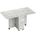 Masă de Bucătărie Pliabilă pe Roți cu 2 Sertare, 2 Uși și Dulap, din Lemn, 140x76x74 cm, Gri Ciment