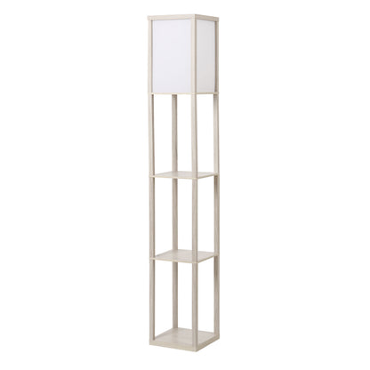 Lampa de Podea cu 3 Polite Integrate Cuplare E27 Putere 40W Stejar