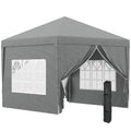 Foișor de Exterior 3x3 m Pliabil cu 4 Panouri Laterale, din Oțel și Material Oxford, Gri Deschis