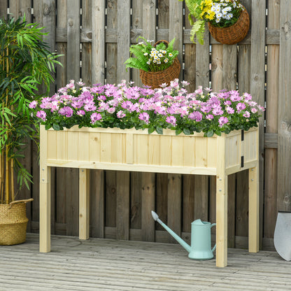 Jardinieră Ridicată Pliabilă, Pat pentru Grădină în Lemn de Brad cu 4 Orificii de Drenaj, pentru Grădină, Terasă, Balcon, 115x56x76 cm, Culoare Lemn