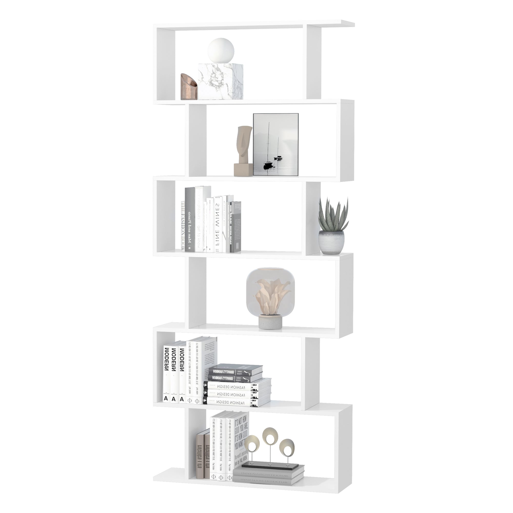 Librarie de Design Modern Rafturi Alb, 80x23x192cm