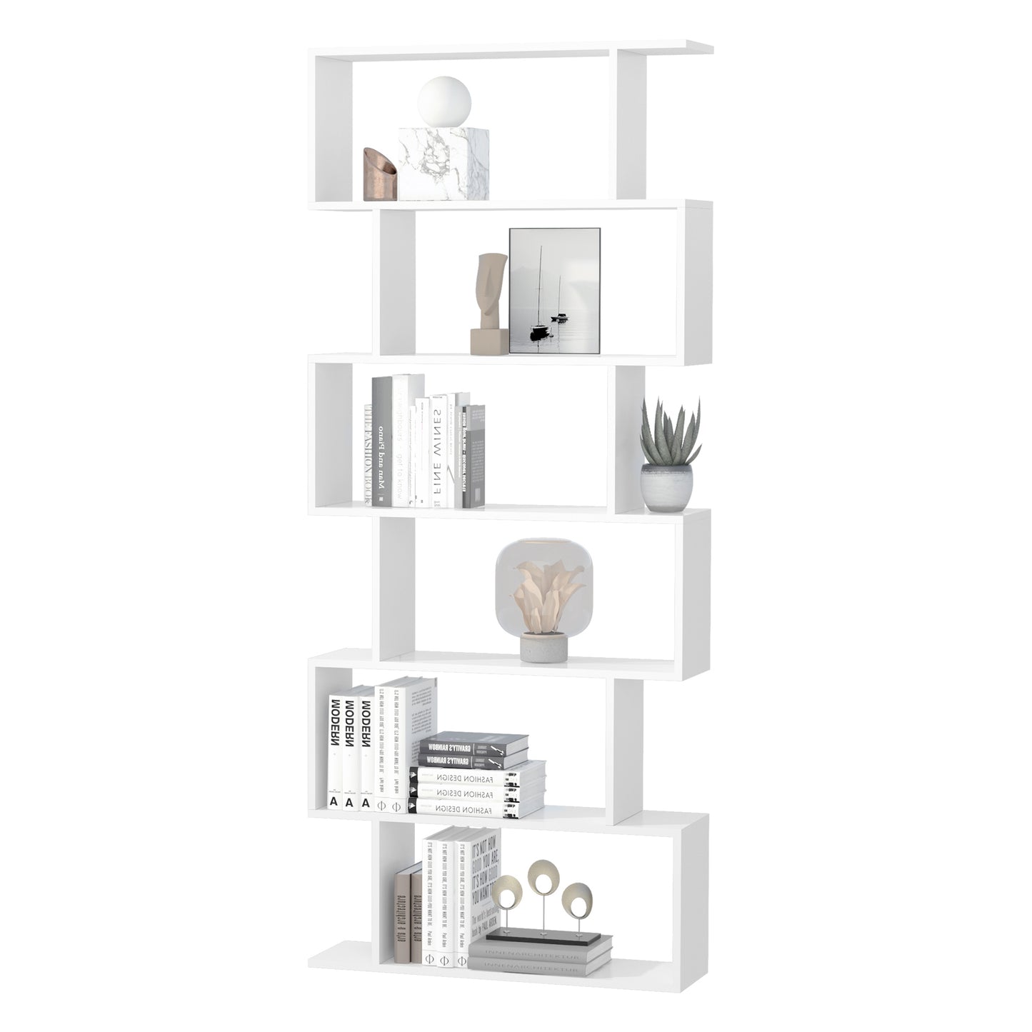 Librarie de Design Modern Rafturi Alb, 80x23x192cm