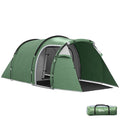 Cort Camping 4 Persoane Vestibul Amplu Impermeabil Verde Inchis