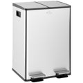Coș de Gunoi 2 x 20L cu Pedală, din Oțel, pentru Bucătărie, cu Capac cu Închidere Ușoară, Recipiente Interioare Detașabile, Rezistent la Urmele de Degete, Argintiu