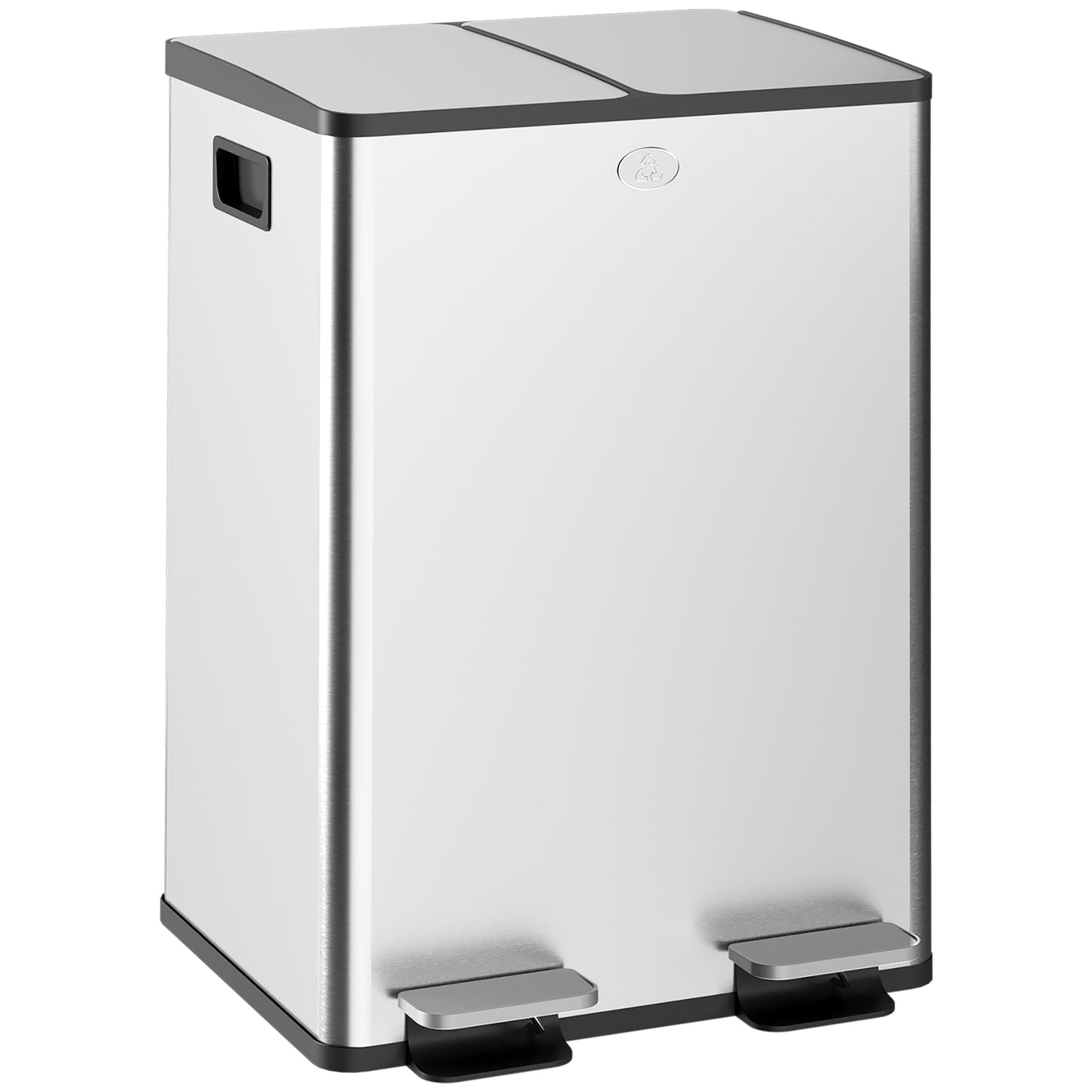 Coș de Gunoi 2 x 20L cu Pedală, din Oțel, pentru Bucătărie, cu Capac cu Închidere Ușoară, Recipiente Interioare Detașabile, Rezistent la Urmele de Degete, Argintiu