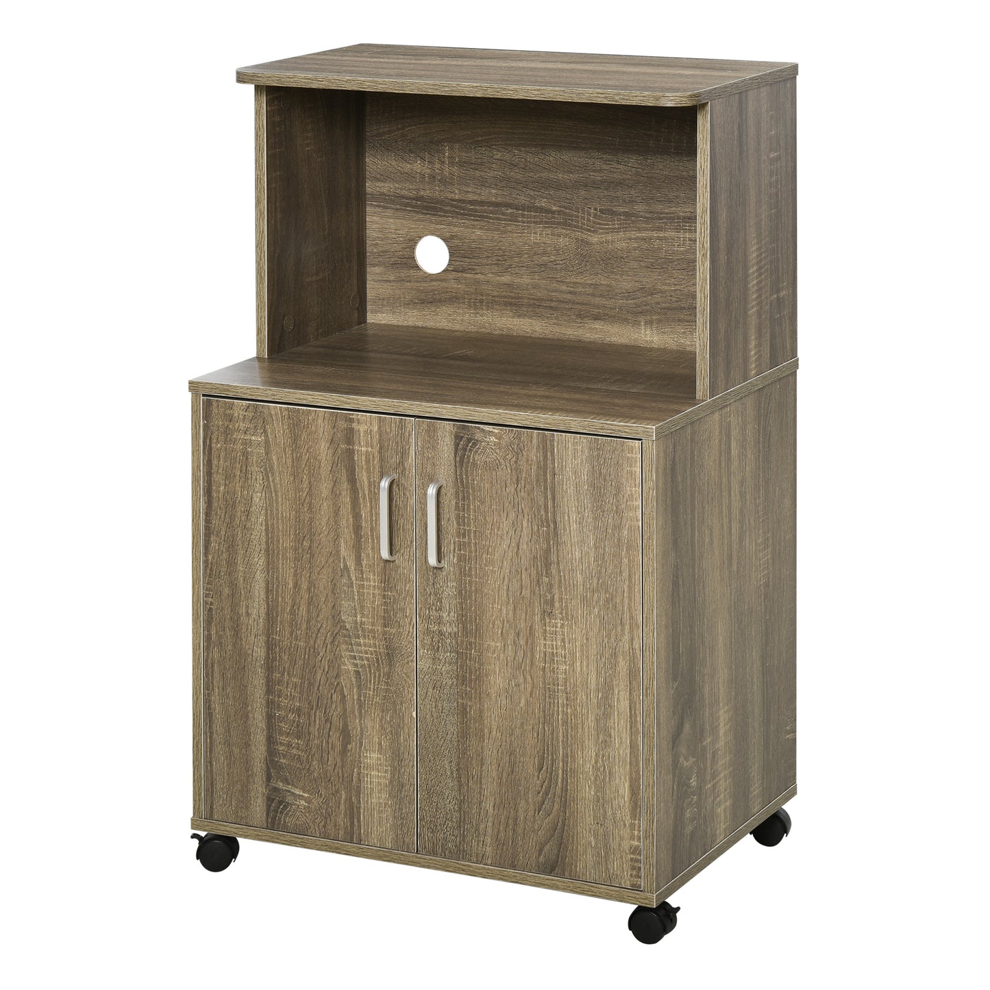 Mobilier Bucatarie Multifunctional  cu 4 Roti, Dulapior si Etajera pentru Microunde, 60,4x40,3x97cm - Lemn
