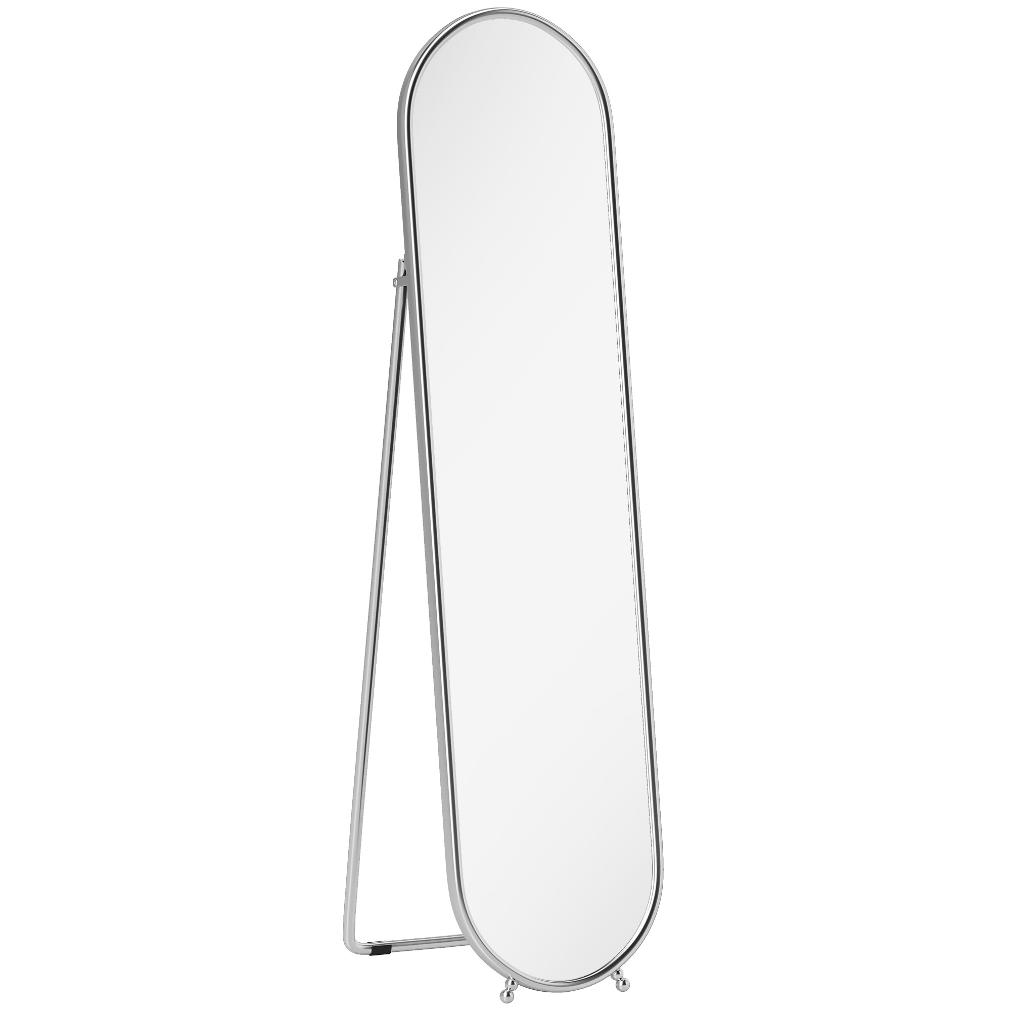 Oglindă de podea în mărime naturală cu suport pliabil, sticlă și metal, 40x4x160 cm, argintiu
