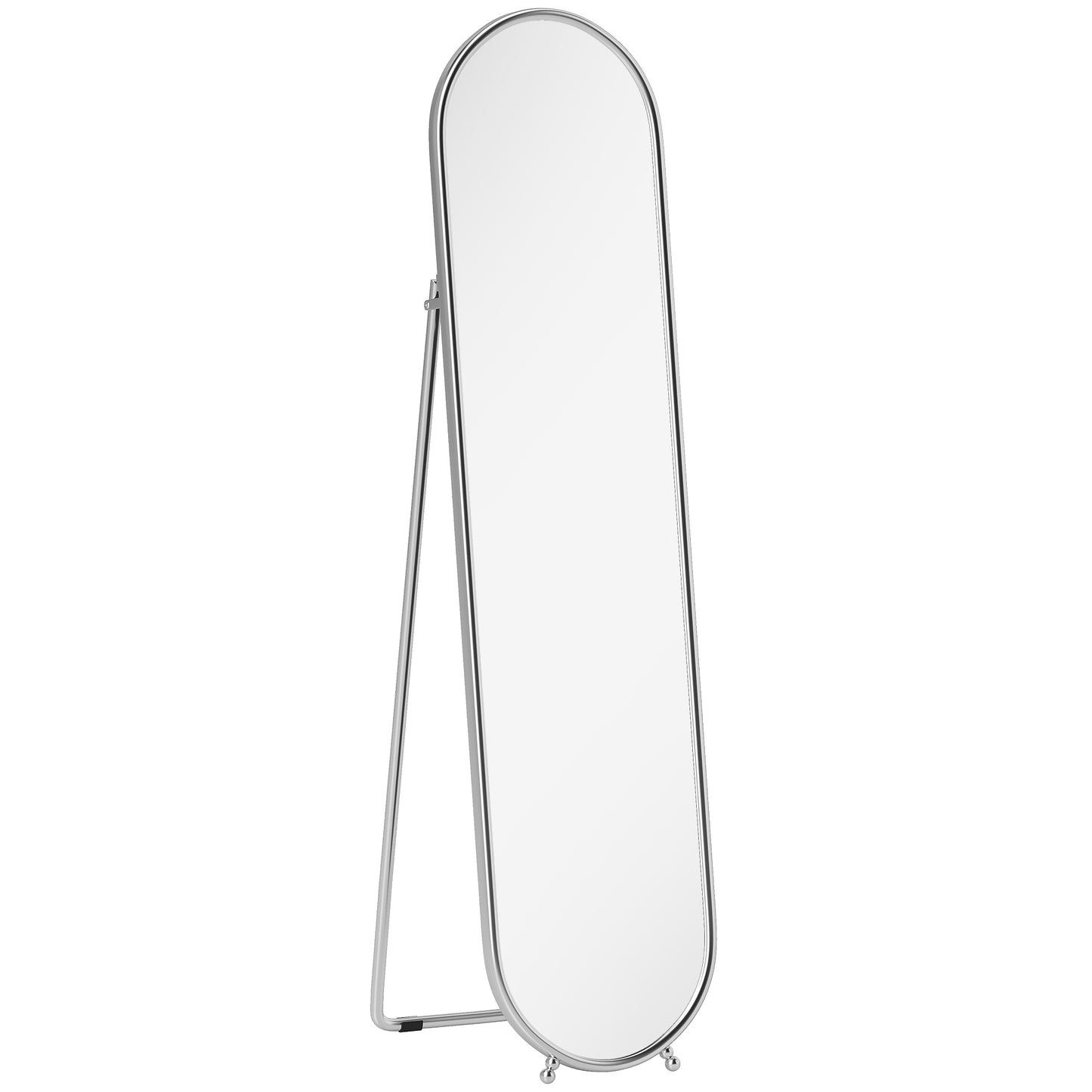 Oglindă de podea în mărime naturală cu suport pliabil, sticlă și metal, 40x4x160 cm, argintiu