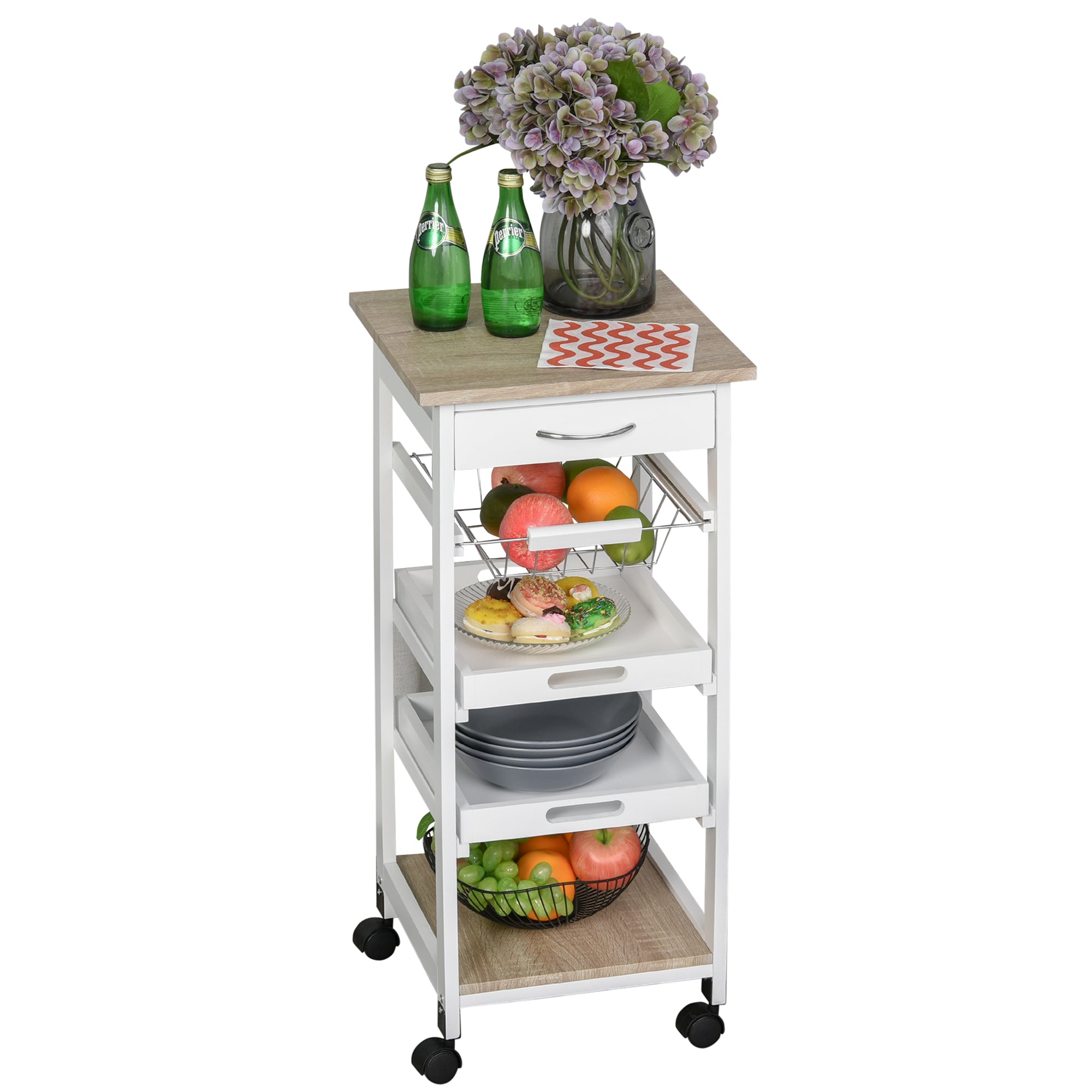 Carucior Bucatarie Alb – Compact & Eficient, 82 cm