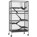 Cușcă pentru Iepuri cu 4 Intrări pe Niveluri Multiple cu Hamac, din Oțel și PP, 80x52x159 cm