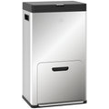 Coș de gunoi cu 3 compartimente de 56L cu suport pentru deodorant, din oțel și PP, 45.7x35.8x76 cm, argintiu