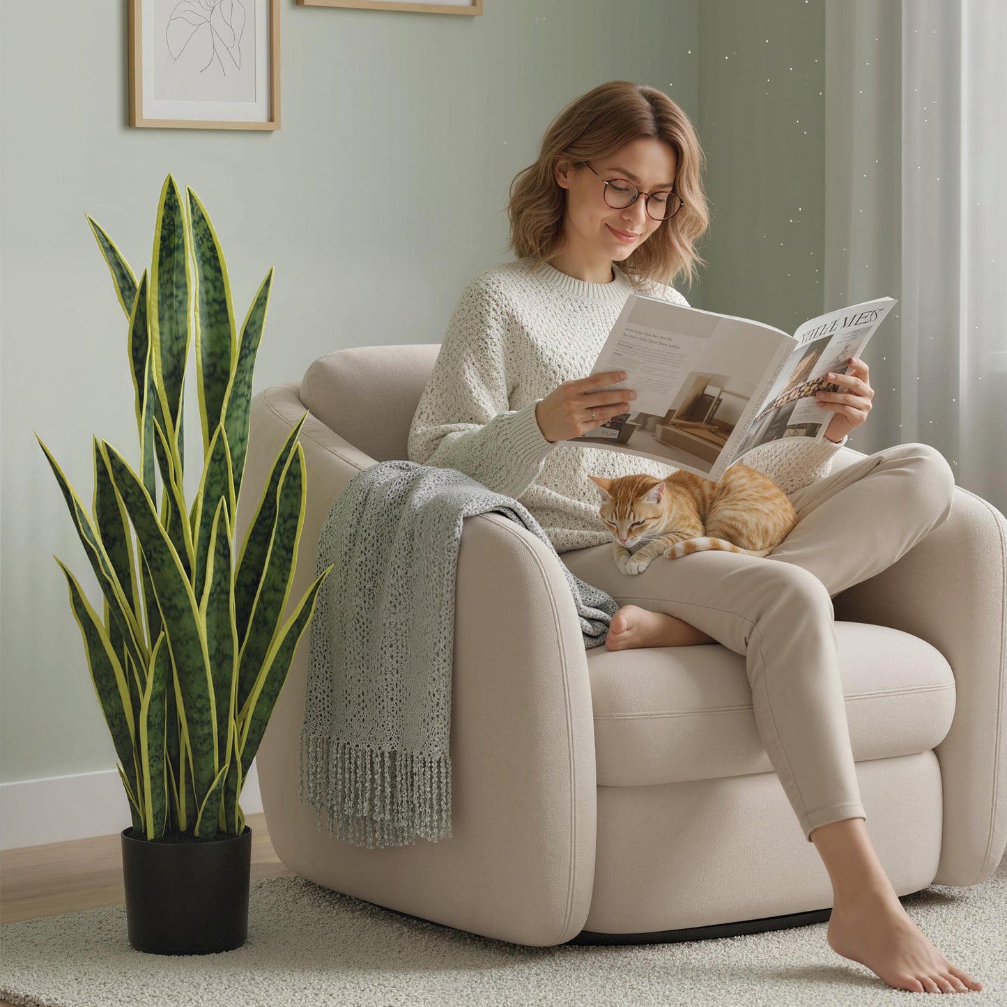 Sansevieria Artificială cu Ghiveci pentru Interior și Exterior cu 21 de Frunze Ajustabile, Ø20x90 cm