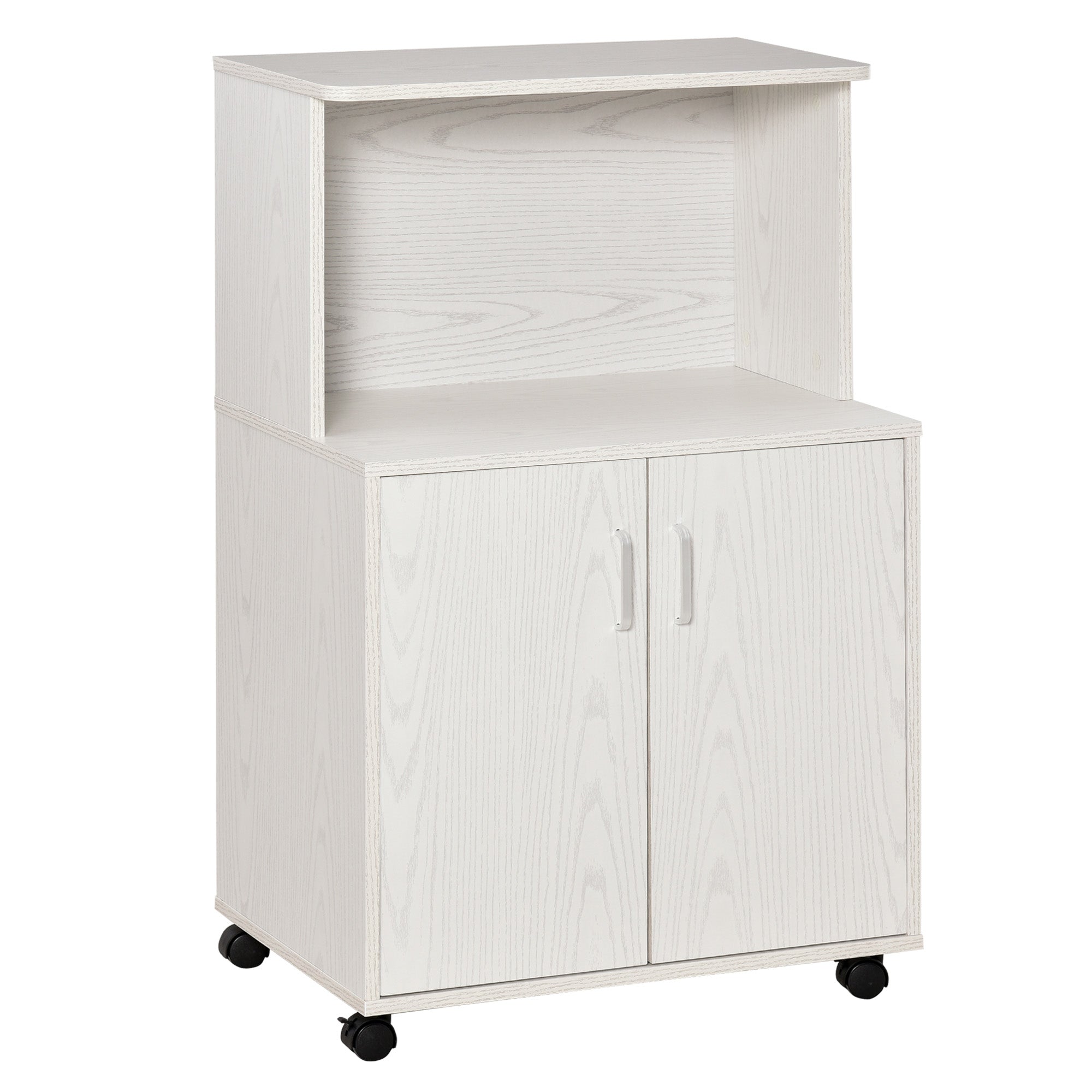 Mobilier pentru Cuptor cu Microunde – Cu Roti si Dulapior, Alb