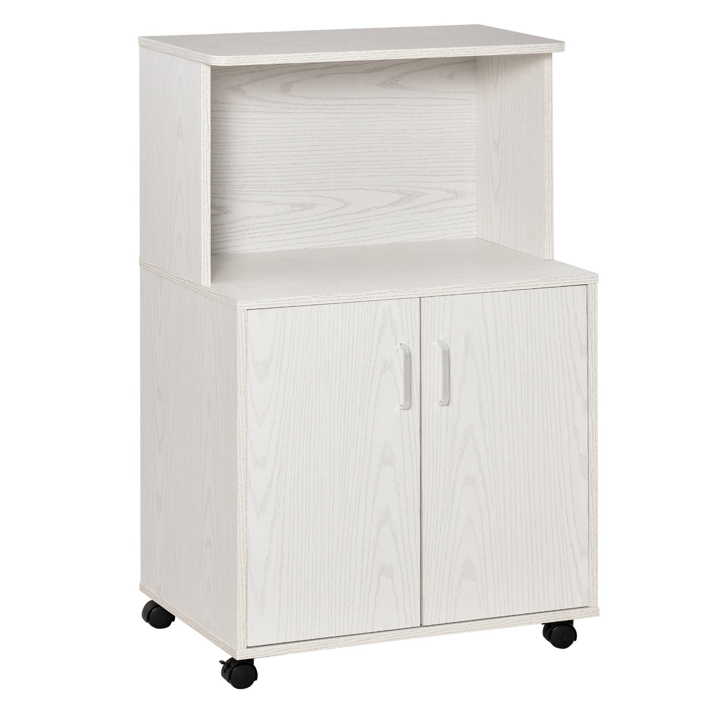 Mobilier pentru Cuptor cu Microunde – Cu Roti si Dulapior, Alb