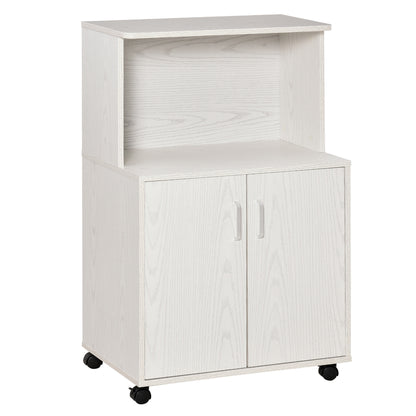Mobilier pentru Cuptor cu Microunde – Cu Roti si Dulapior, Alb