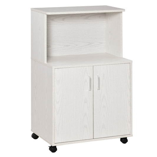 Mobilier pentru Cuptor cu Microunde – Cu Roti si Dulapior, Alb