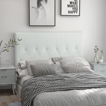 Căpătâi Pat Matrimonial Capitonată cu Design cu Nasturi, Spătar Pat din Piele PU și MDF, 160x7x120 cm, Alb