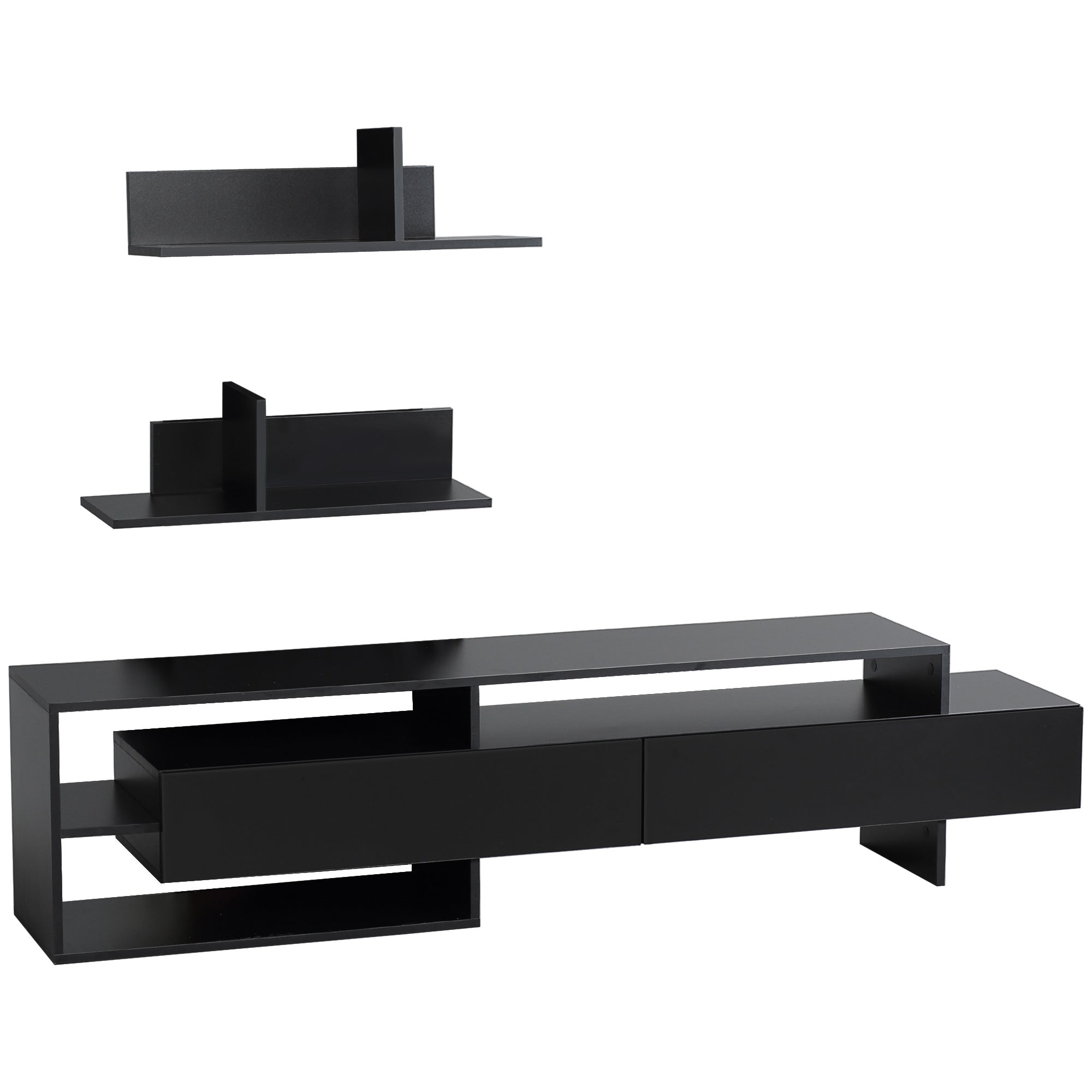 Suport TV Modern 130 cm cu Dulapuri si Rafturi – Negru