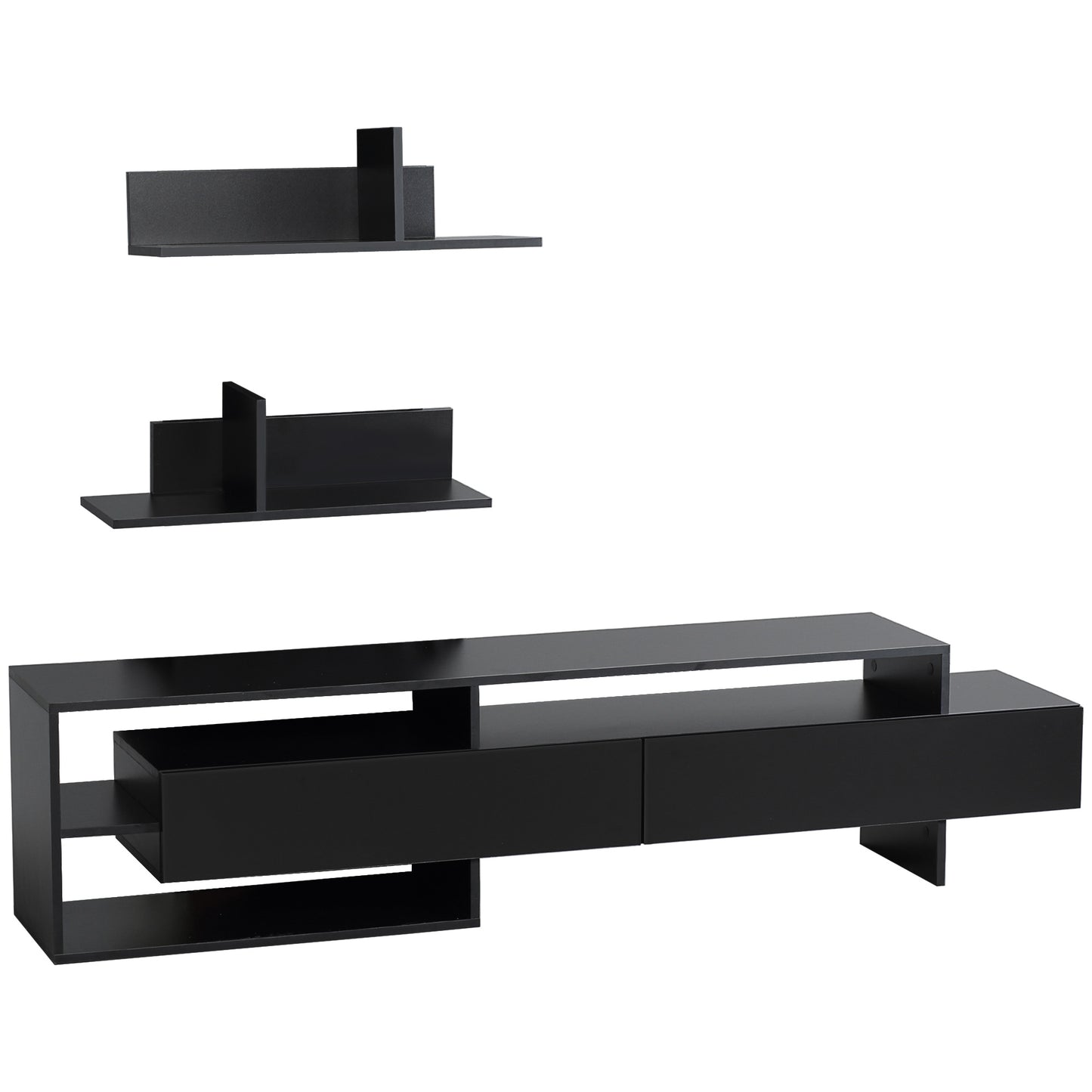 Suport TV Modern 130 cm cu Dulapuri si Rafturi – Negru