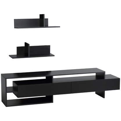 Suport TV Modern 130 cm cu Dulapuri si Rafturi – Negru