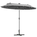 Umbrelă dublă cu bază în formă de cruce și lumini solare, 295x150x219cm, gri