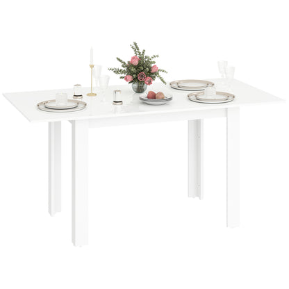 Masă Extensibilă pentru 4-6 Persoane cu Panouri Rabatabile, 120-160x80x78 cm, Alb Lucios