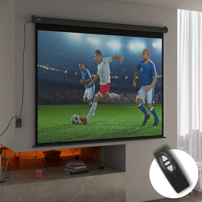 Ecran pentru Proiector 100" Format 4:3 Reglabil cu Telecomandă, 203x152cm, Negru