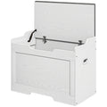 Bancă de depozitare de 103L multifuncțională din lemn cu pernă din țesătură, 75x40x56cm, albă