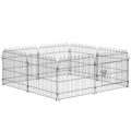 Tarc Modular pentru Animale, Gard de Protectie Pliabil din Otel cu 8 Panouri pentru Caini, Pisici sau Pui, Ø 158 x 61 cm, Negru