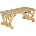 Bancă de Grădină cu 2 Locuri, Design cu Roți, Bancă de Exterior din Lemn de Brad, Potrivită pentru Terasă, Patio și Curte, 98x50x39.5 cm, Culoare Lemn Natural