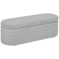 Banchetă Tapiţată cu Spaţiu de Depozitare și Picioare din Lemn de Eucalipt, 116x41x40.5 cm, Gri Deschis