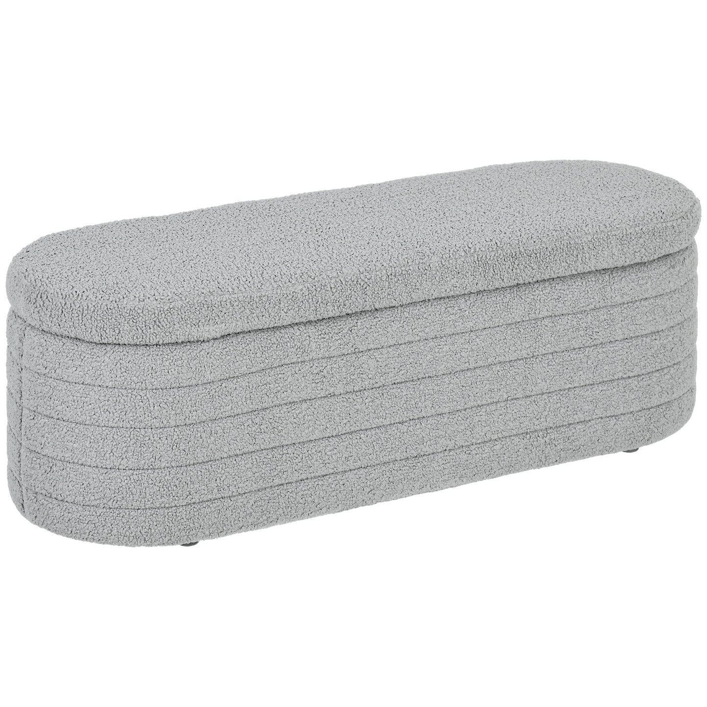 Banchetă Tapiţată cu Spaţiu de Depozitare și Picioare din Lemn de Eucalipt, 116x41x40.5 cm, Gri Deschis
