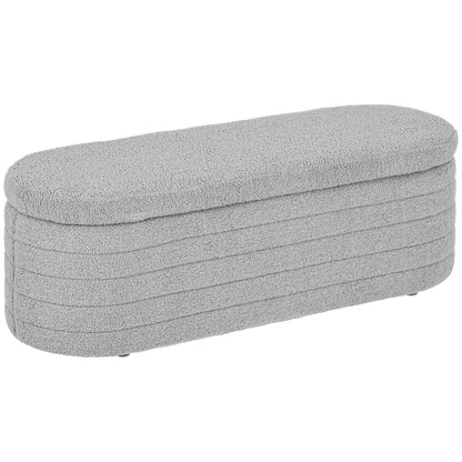 Banchetă Tapiţată cu Spaţiu de Depozitare și Picioare din Lemn de Eucalipt, 116x41x40.5 cm, Gri Deschis