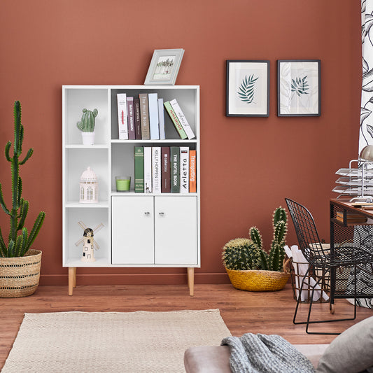 Biblioteca Alba 80×23,5×118 cm – Lemn cu Picioare din Pin