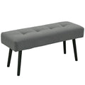 Bancă pentru capătul patului matlasată din material textil cu efect catifelat cu nervuri și oțel, 100x36x45 cm, gri