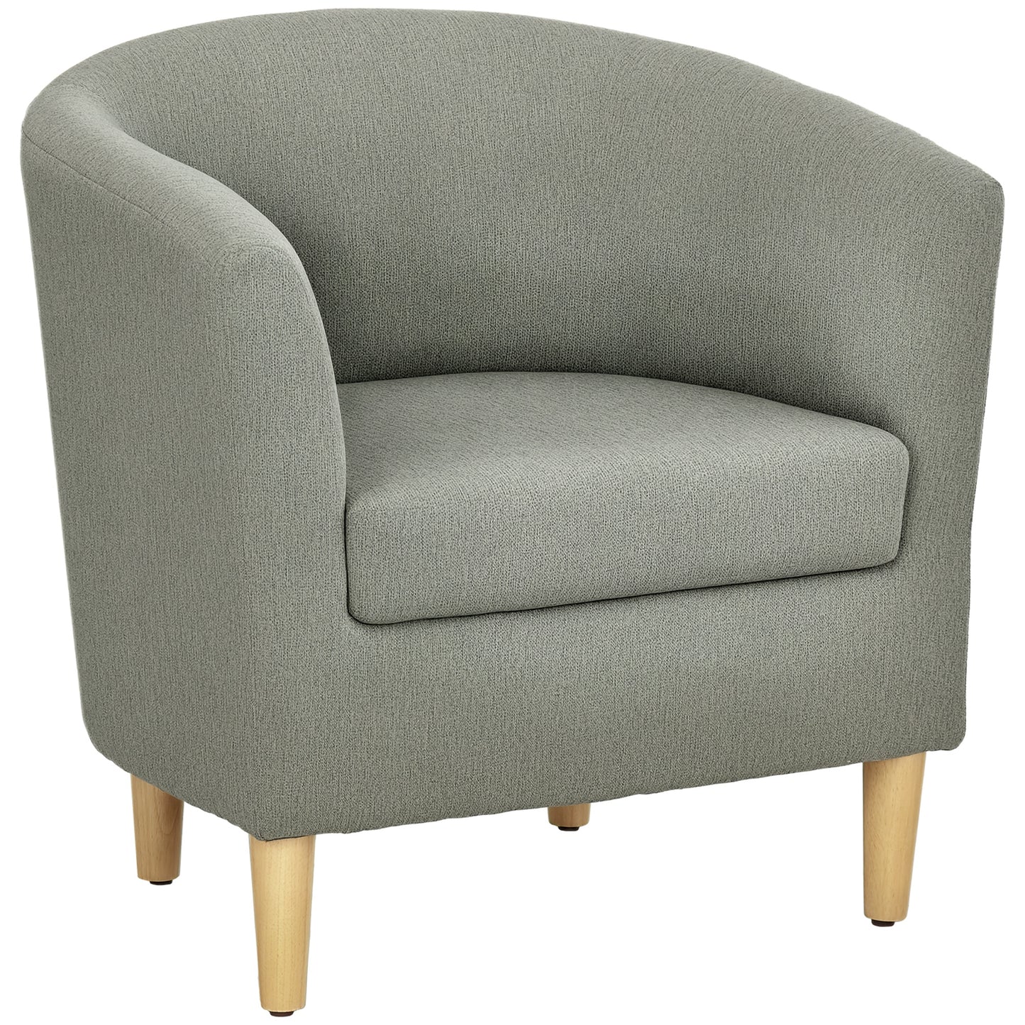 Fotoliu Modern, Scaun Accent Tapițat cu Picioare din Lemn, Scaun din Material Textil, 74x63x73 cm, Gri